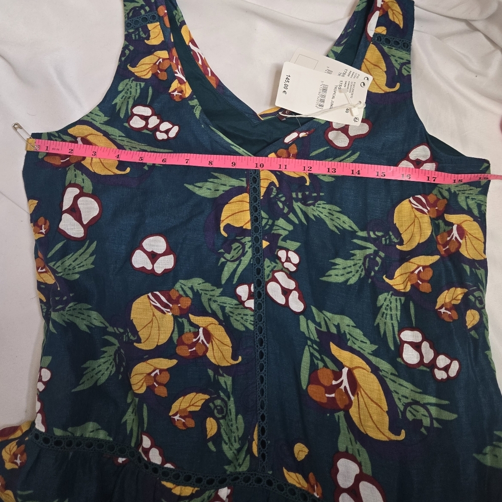 NEW Comptoir Des Cotonniers linen silk blend tropical jungle sleeveless dress M - Picture 7 of 12